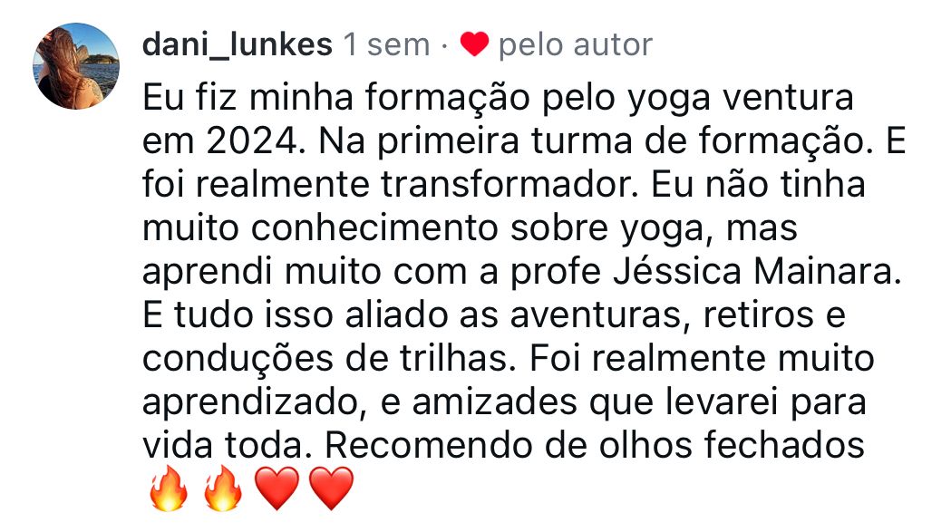 Depoimento de Daniele Lunkes no Instagram